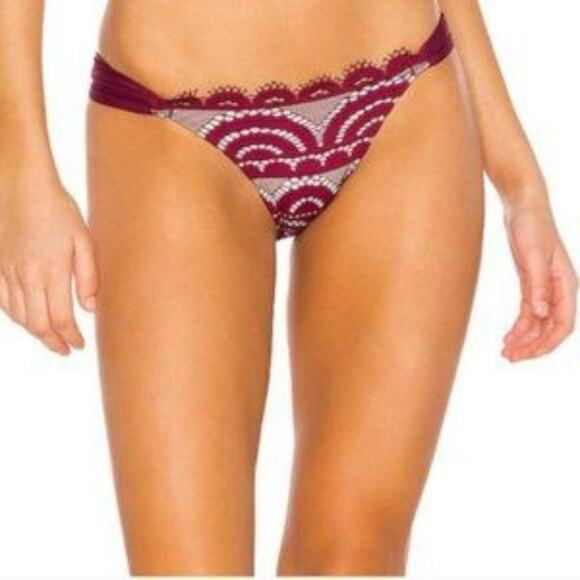 NWT Pilyq Lace Fanned Teeny Bikini in Vino - Picture 1 of 8